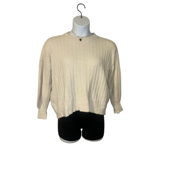 Aerie Cream Oversized Ribbed Knit Pullover Sweater XXS – Soft & Cozy Style - Picture 6 of 7
